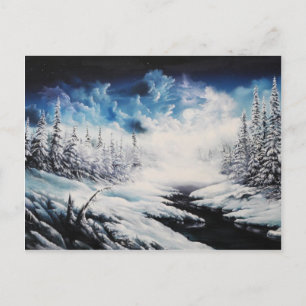 Cartão Postal Cena de neve da Lua de inverno em produtos persona