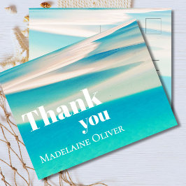 Cartão Postal Cena de Oceano Verão Praia Azul Obrigado