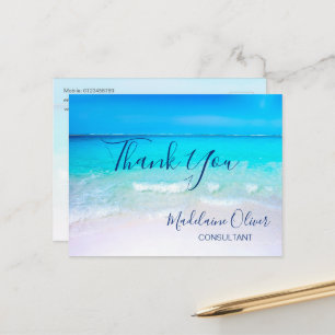 Cartão Postal Cena de Oceano Verão Praia Azul Obrigado   