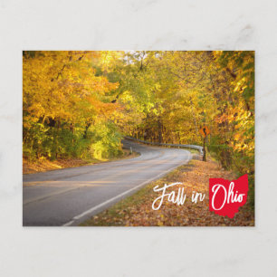 Cartão Postal Cena de outono em Ohio Estrada Sinucosa Folhagem d