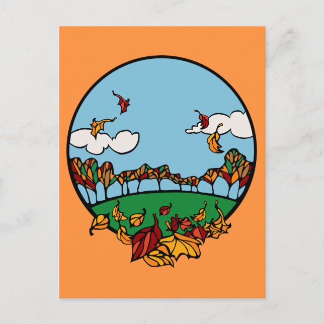 Cartão Postal Cena de Paisagem do outono (Frente)