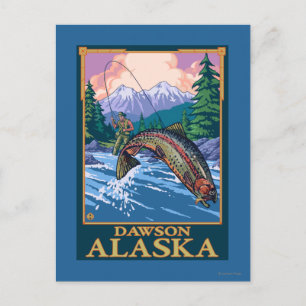 Cartão Postal Cena de Pesca de Voo - Dawson, Alaska