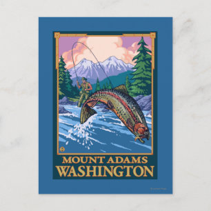 Cartão Postal Cena de Pesca de Voo - Monte Adams, Washington