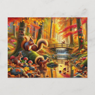 Cartão Postal Cena de pintura serena do outono na floresta