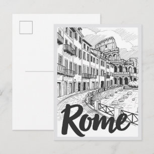 Cartão Postal Cena de ponto de referência desenhado à mão Roma I
