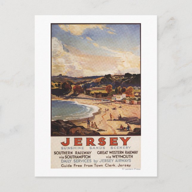 Cartão Postal Cena de Praia da Linha Ferroviária Ocidental do Su (Frente)