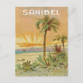 Cartão Postal Cena de praia de Sanibel Vintage