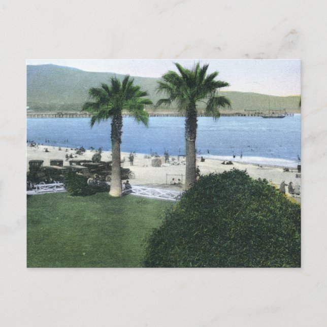 Cartão Postal Cena de Praia, Santa Barbara Vintage (Frente)