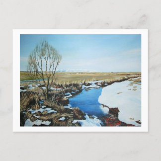 Cartão Postal Cena de primavera com neve na Islândia, arte fina