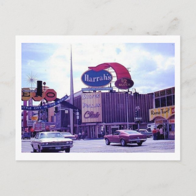 Cartão Postal Cena de Reno Nevada na década de 1970 (Frente)
