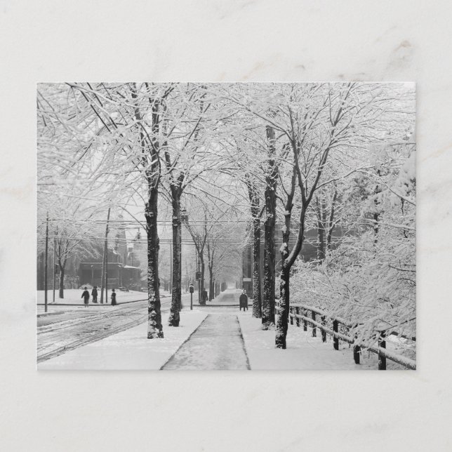 Cartão Postal Cena de rua de inverno, 1910 (Frente)