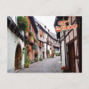 Cartão Postal Cena de rua em Eguisheim, França
