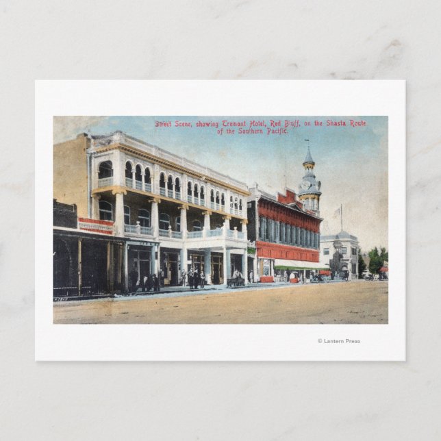 Cartão Postal Cena de Rua Mostrando o Hotel Tremont (Frente)