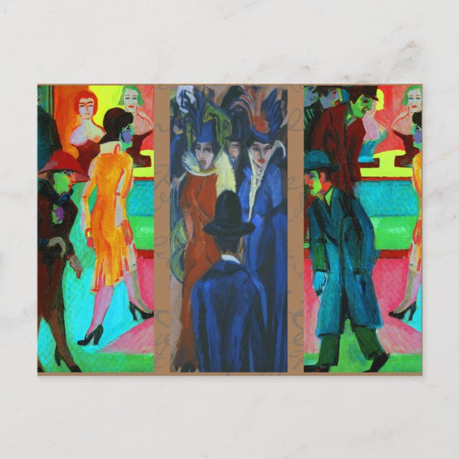 Cartão Postal Cena de Rua por Ernst Ludwig Kirchner (Frente)
