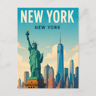 Cartão Postal Cena de viagem da silhueta de Manhattan na cidade