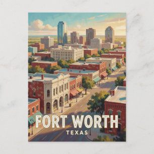Cartão Postal Cena de Viagem para o Centro de Fort Worth Texas W