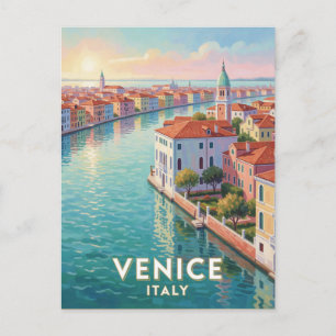 Cartão Postal Cena de viagem Veneza Itália Grande Canal 🚤