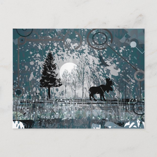 Cartão Postal Cena do Alce da Meia-Noite (Frente)