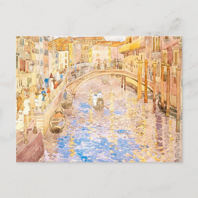 Cartão Postal Cena do Canal Veneziano de Maurice Prendergast (Frente)