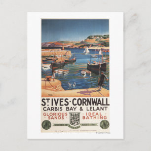 Cartão Postal Cena do Porto com Rapariga e Gaivotas