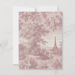Cartão Postal Cena francesa Elegante de Toile Rosa de Jouy