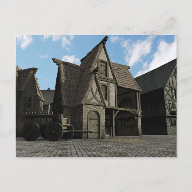 Cartão Postal Cena medieval da rua - 3 (Frente)