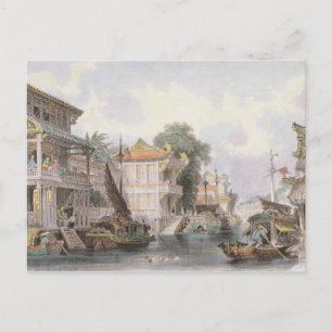 Cartão Postal Cena no Canal de Horan perto de Canton, c.1850 (co
