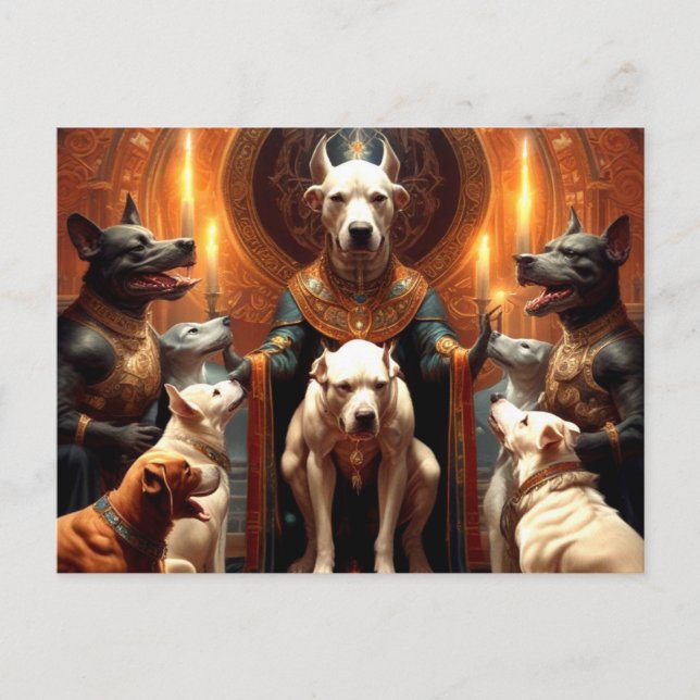 Cartão Postal Cena Ritual Estranha com Cães (Frente)