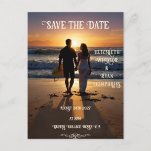 Cartão Postal Cena Romântica de Praia Sunset com Elegância Tropi