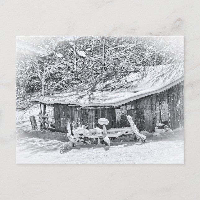 Cartão Postal Cena Rural de inverno, Barn & Rake | Tennessee (Frente)