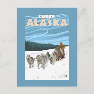 Cartão Postal Cena Sledding do cão - caril, Alaska