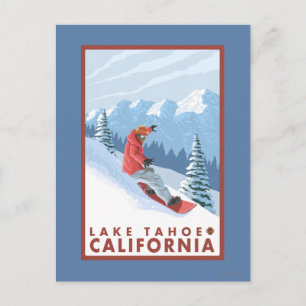 Cartão Postal Cena Snowboarder - Lago Tahoe, Califórnia