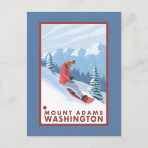 Cartão Postal Cena Snowboarder - Monte Adams, Washington