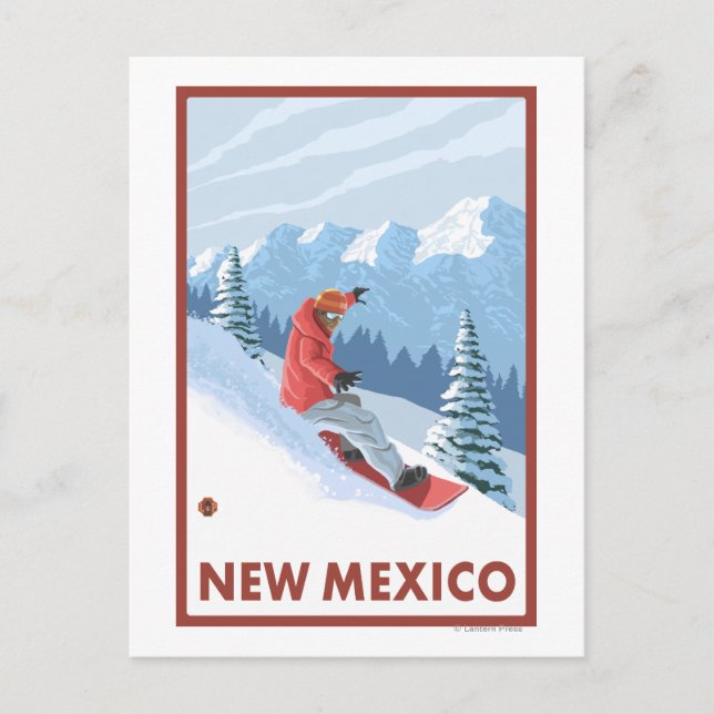 Cartão Postal Cena Snowboarder Novo México (Frente)