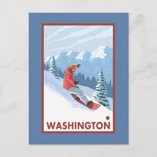 Cartão Postal Cena Snowboarder - Washington (Frente)