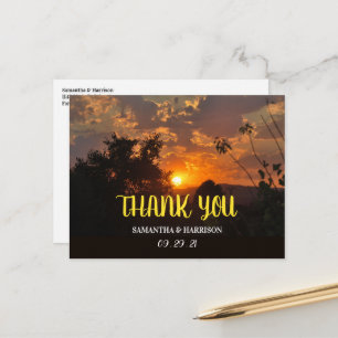 Cartão Postal Cena Sunset, Casamento Russo Obrigado