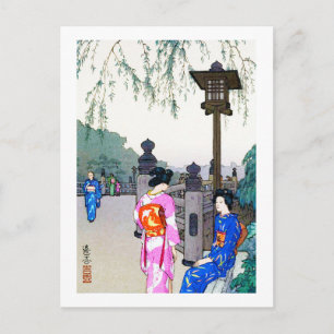 Cartão Postal Cenário com Mulheres em um Kimono, Hiroshi Yoshid