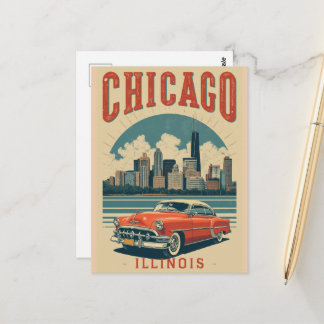 Cartão Postal Cenário da Cidade de Chicago Illinois Vintage Viag
