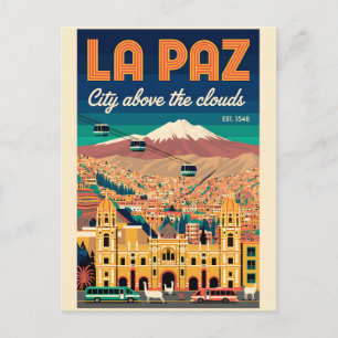 Cartão Postal Cenário da Cidade de La Paz Bolívia Vintage Viagem