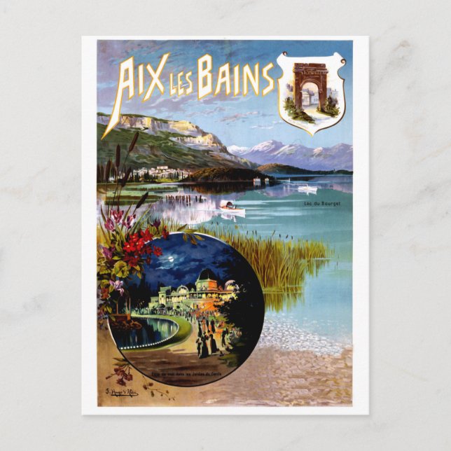 Cartão Postal Cenário de Aix Les Bains, França (Frente)
