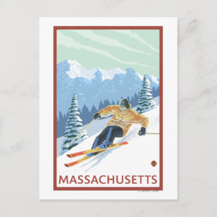 Cartão Postal Cenário de esquiador de MassachusettsDownhill