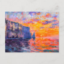 Cenário de penhasco ao pôr do sol impressionista