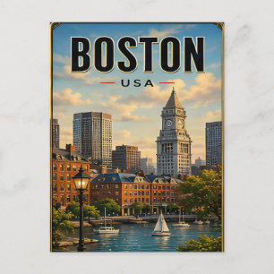 Cartão Postal Cenário histórico do porto de Boston Massachusetts