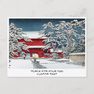 Cartão Postal cenário legal do templo de inverno no Japão santuá