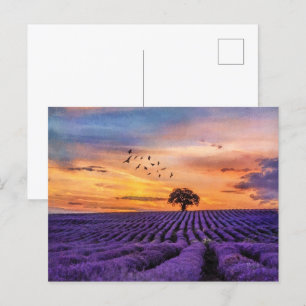 Cartão Postal Cenário pacífico da árvore de arte original solitá