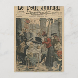 Cartão Postal Cenas de café da manhã em Paris ao ar livre