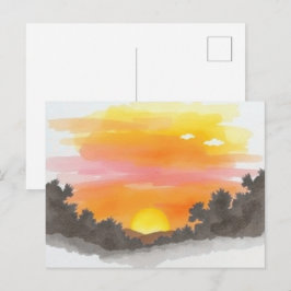 Cartão Postal Cênico do Horizonte do Pôr do Sol Do