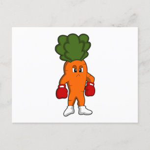 Cartão Postal Cenoura como Boxeador com Luvas de Boxe