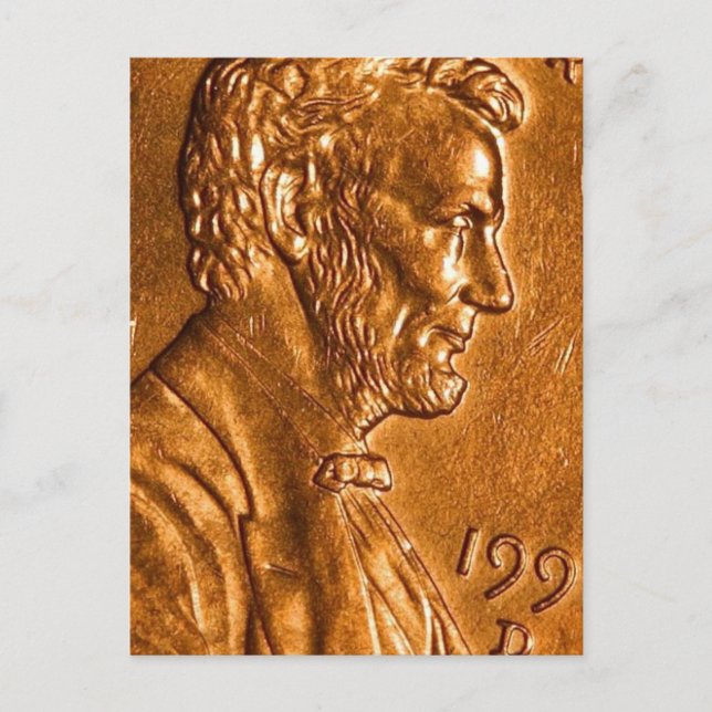 Cartão Postal Centavo Cêntimos Cobre Lincoln (Frente)