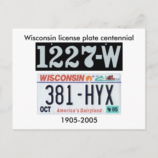 Cartão Postal Centenário de Licença de Wisconsin (Frente)
